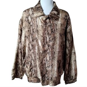 Vintage Fubu International Chic Silk Snakeskin Pattern Jacket Size L